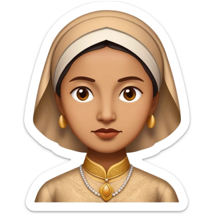 Cinematic Realistic Raden Ajeng Kartini Portrait Emoji, depicted as an inspiring Indonesian feminist icon in period attire with a thoughtful determined gaze, rendered with lifelike textures and warm empowering lighting that captures her pioneering spirit. sticker