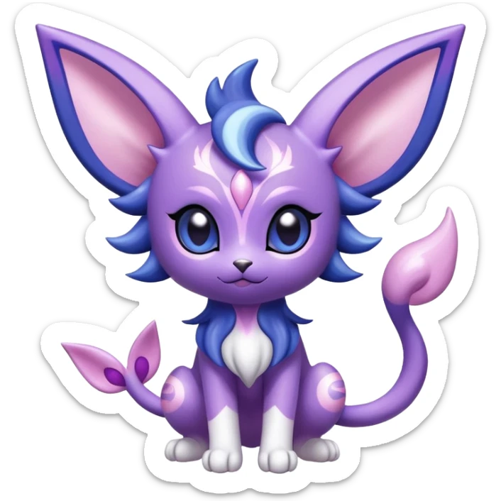 Shiny Exotic Cute Adorable Majestic Espeon-Espurr-Meowstic-Hybrid-Creature with pattern-markings sticker