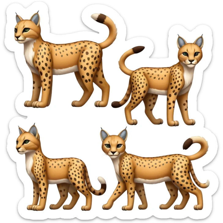 Cute cool bobcat-lynx-cheetah-caracal-leopard-hybrid-Fakemon full body with patterns and markings sticker