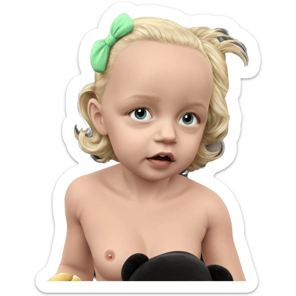 blonde girl with stuffed toy sticker