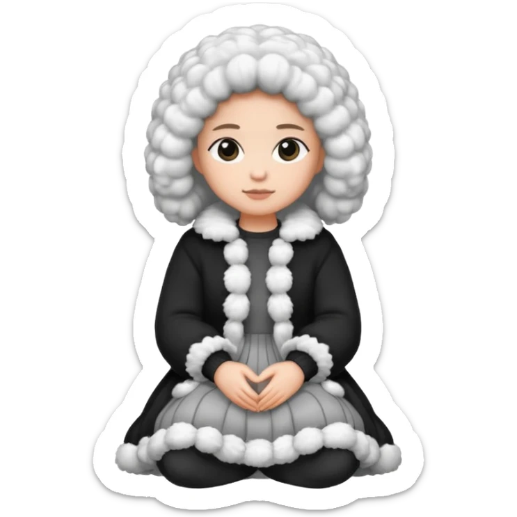 Barboncino seduto in bianco e nero con vestitino in maglia sticker