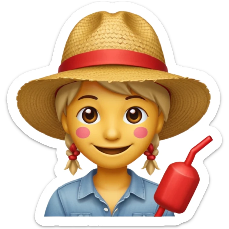 Fait moi cette emoji 🏴‍☠️ et rajoute sur la tête un chapeau de paille avec un fil rouge  sticker