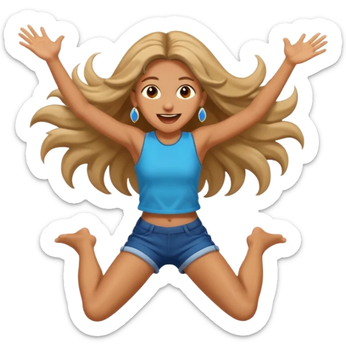 bungee jumping face in action with earrings and long hair flying away sticker