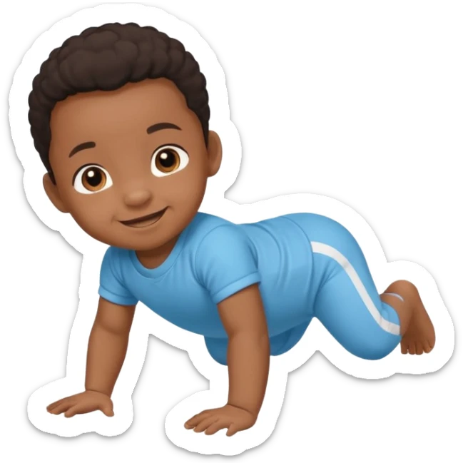 black baby crawling on the floor with baby sport clothes sticker