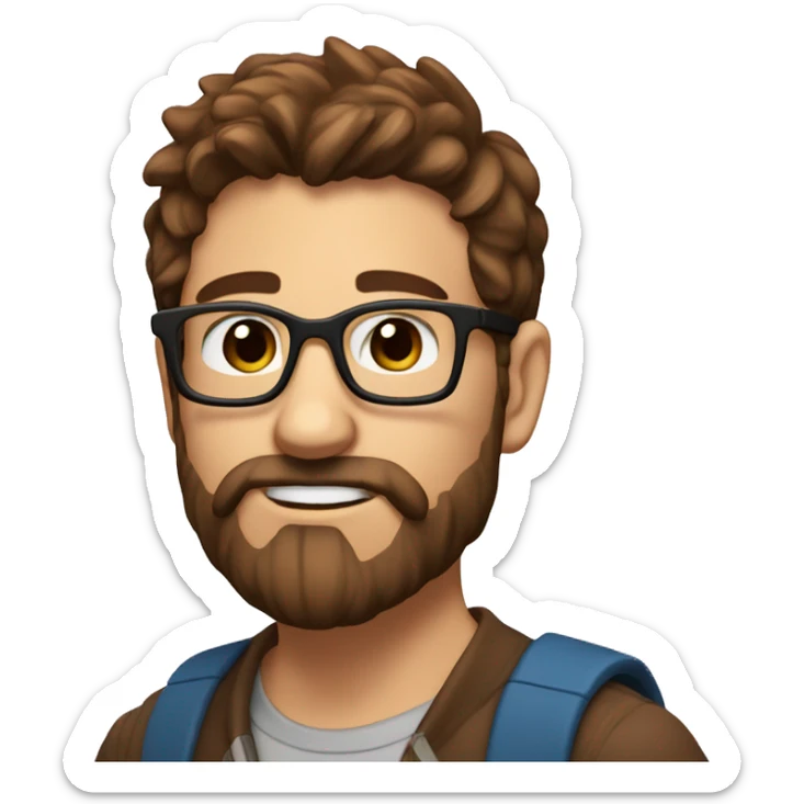 I want the nerd emoji bit with brown hair and brown eyes anda littl beard  sticker