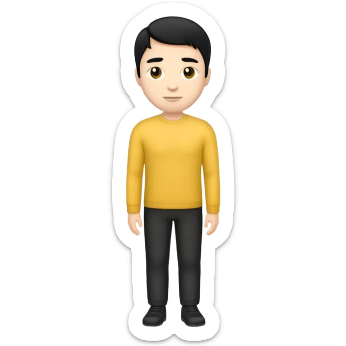 emoji man light skin and black hair, CUERPO COMPLETO, SOLO EL EMOJI SIN NINGUNA EXPRECION sticker