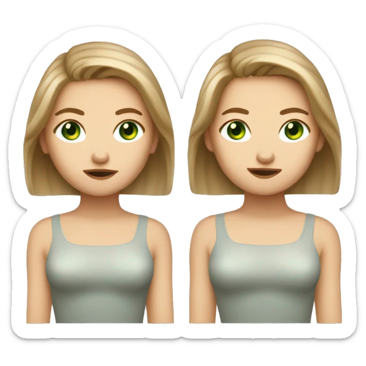 White girl with green eyes straight light brown hair shrugging her shoulders  sticker