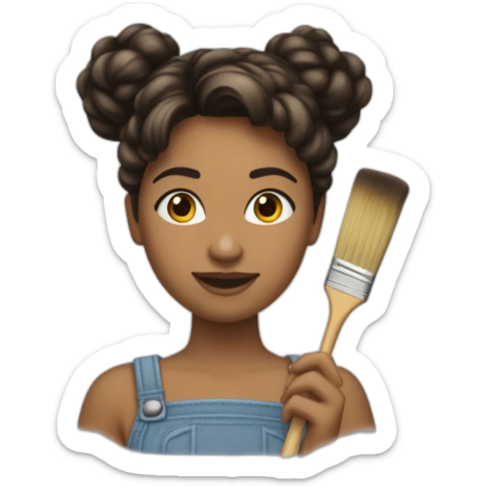 Une jeune femme brandissant un pinceau en l'air sticker