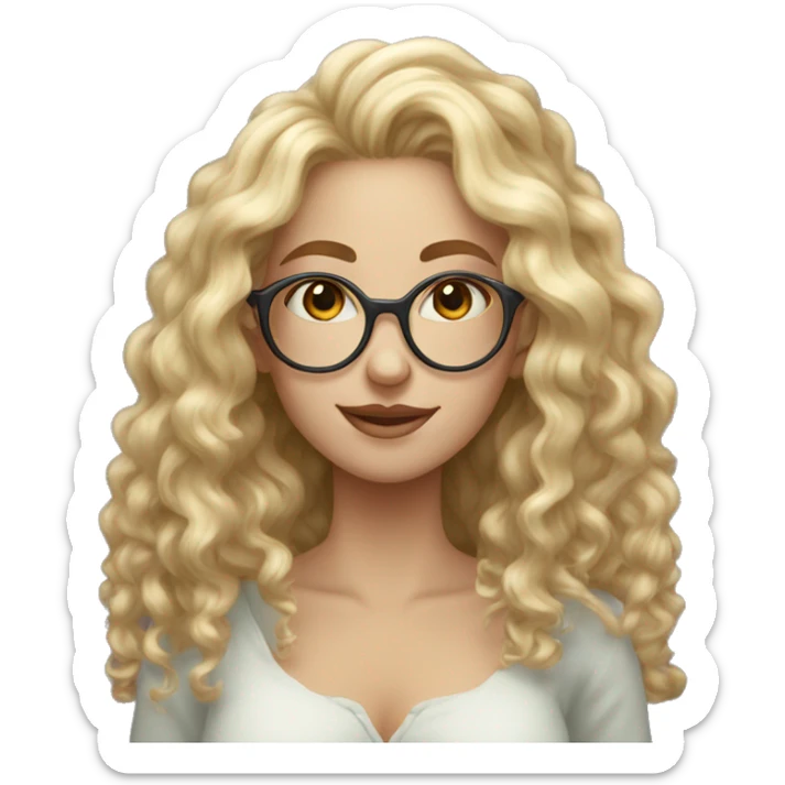 Mystical Blonde curly woman long hair with glasses taking a precious stone  sticker