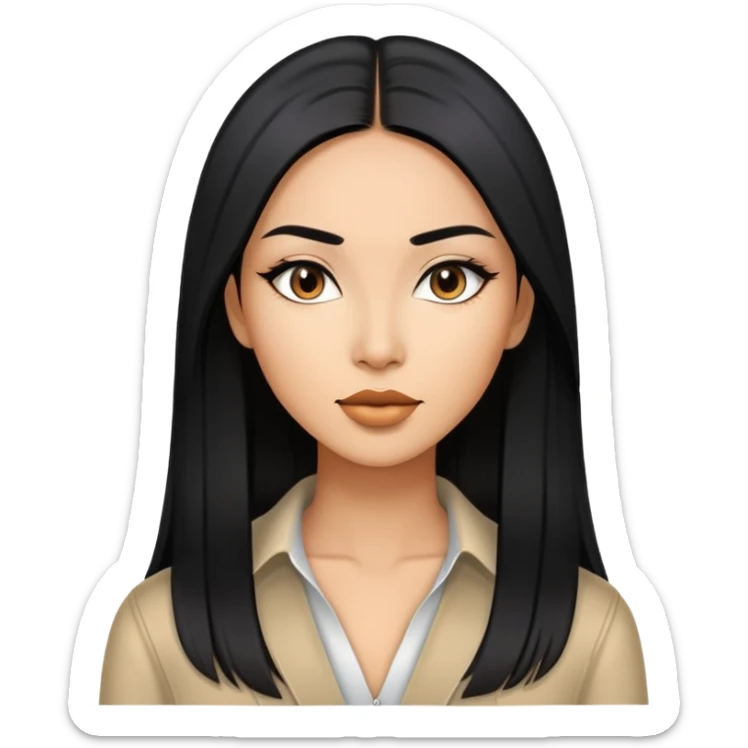 Stylish confident woman with Asian and Latina features, long straight black hair sticker