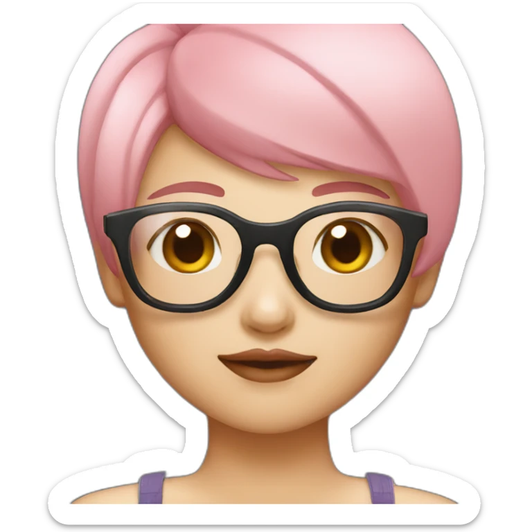Taiwanese girl with pink short hair and wearing raybon sunglasses sticker