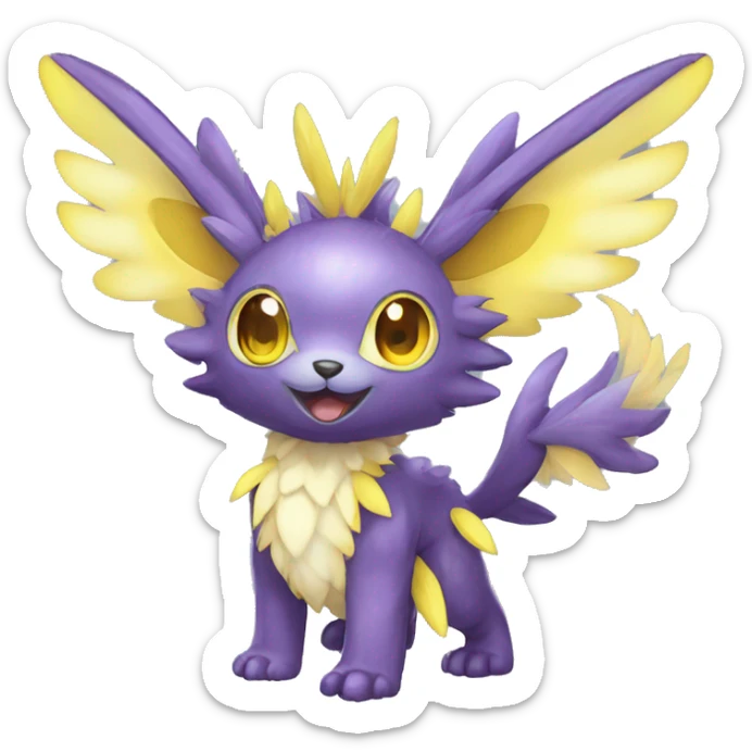 Cute cool shiny colorful fantasy animal hybrid Fakemon full body sticker