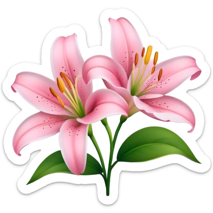 couple of lily flowers with baby pink sticker