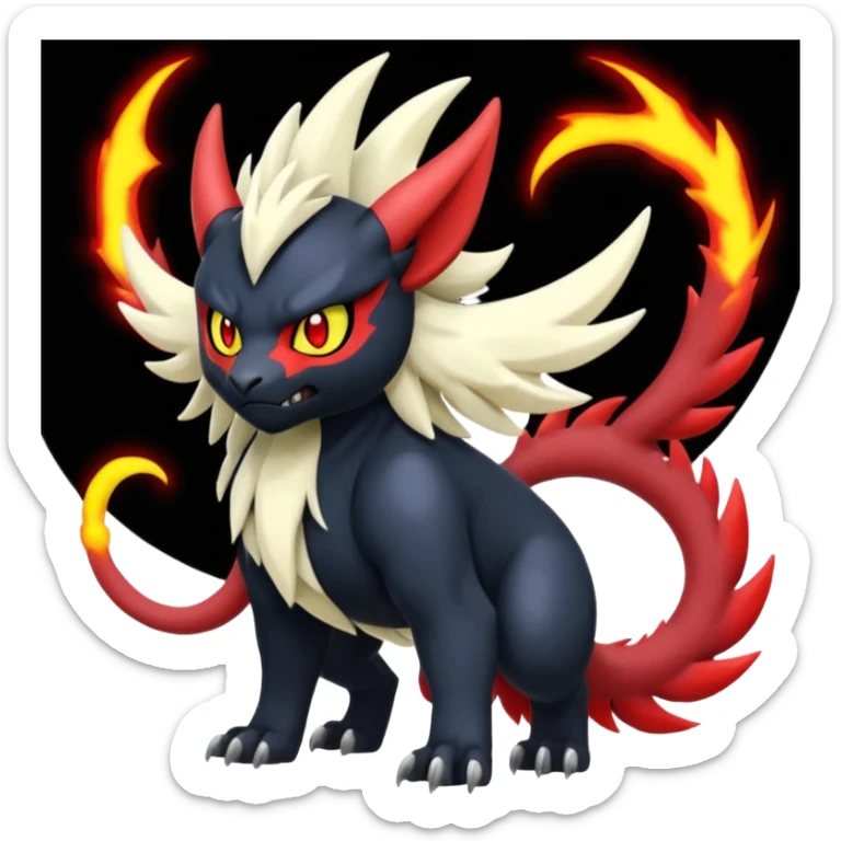 Handsome cool badass edgy Absol-Litten-Guilmon-Giratina-Yveltal-Pokémon-Fakémon-fusion-hybrid-creature sticker