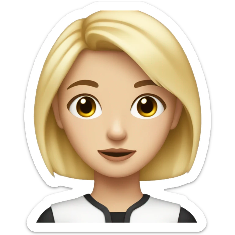 Blonde teenage girl with hazel eyes holding her small black dog sticker