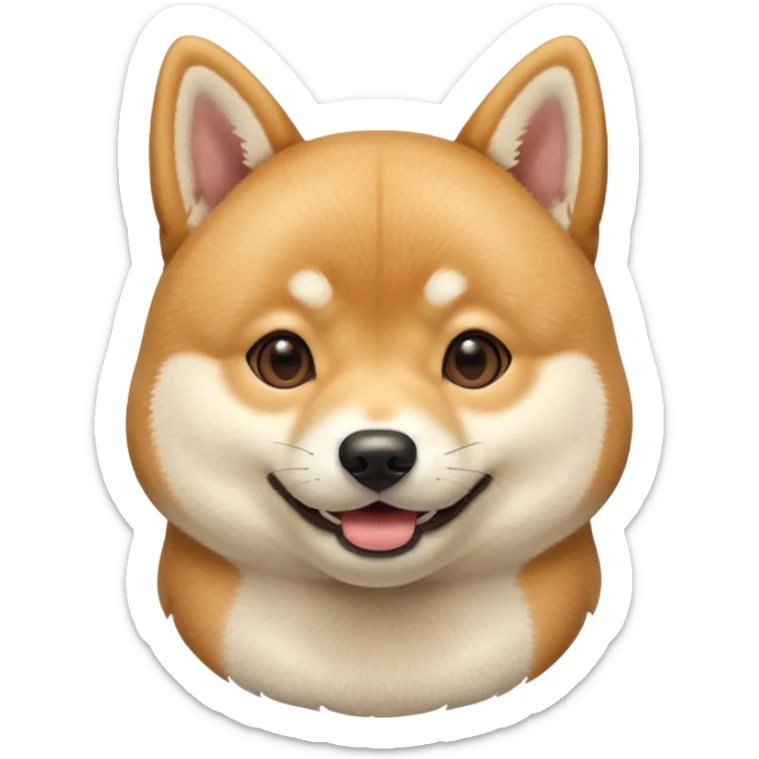 portrait of a shiba dog, smiling with closed mouth, no tongue showing sticker