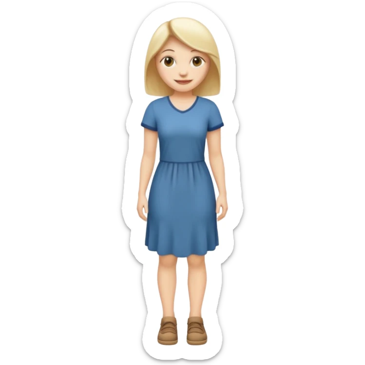Create me an emoji of a full body white female in a casual dress. sticker