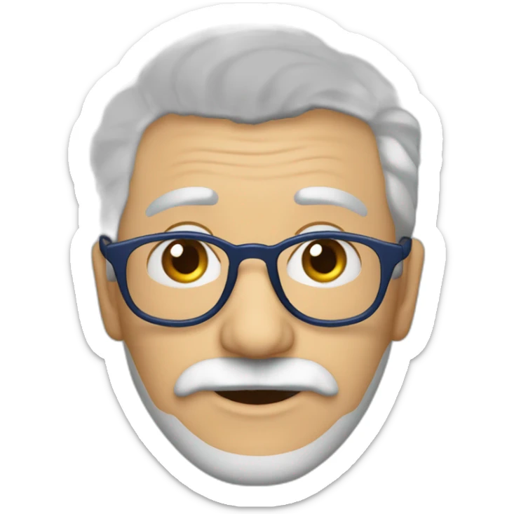 Abuelo lentes azules pelo corto, cejas negras y barba pequeña a sticker