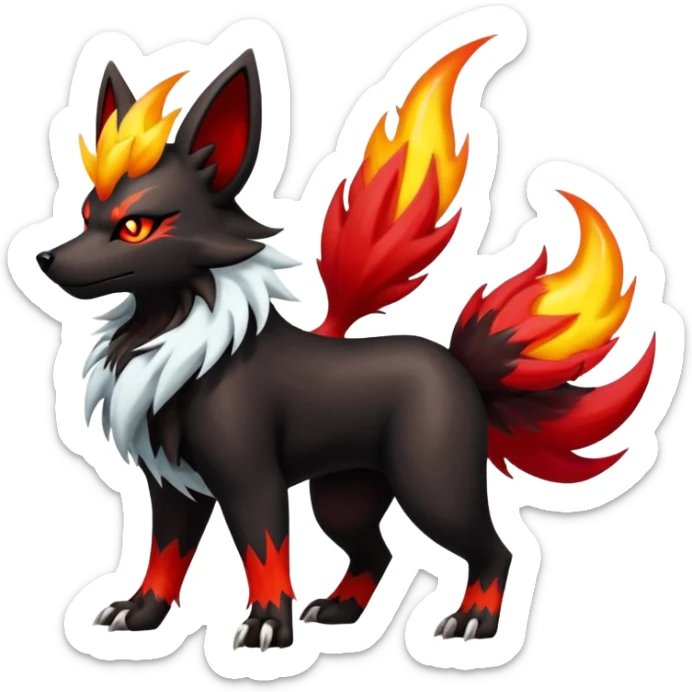Shiny Gothic Exotic Punk’ish Cool Colorful Epic Futuristic Houndoom-Arcanine-Zorua-Torracat-Pokémon-Fakémon-hybrid-creature sticker