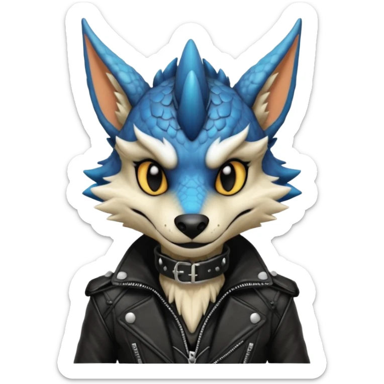 Cool gothic cute badass Scaley Vernid-Dutch-Angel-Dragon-Sergal-Trico-Fursuit-furry-fursona sticker