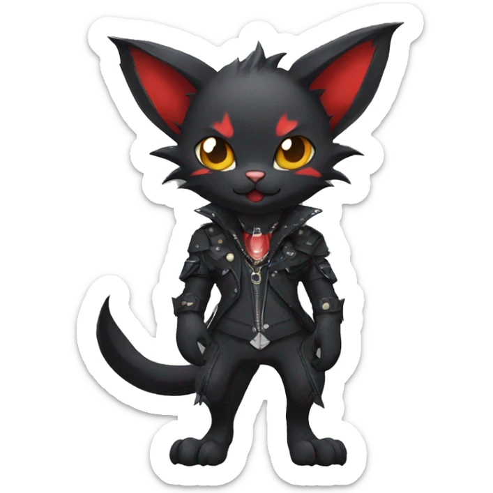 cool edgy black punk red nargacuga-bat-cat-animal hybrid Fakemon collar full body sticker