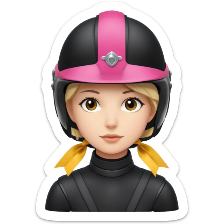 Rider helmet black matte at the back theres ribbon attached for female rider sticker