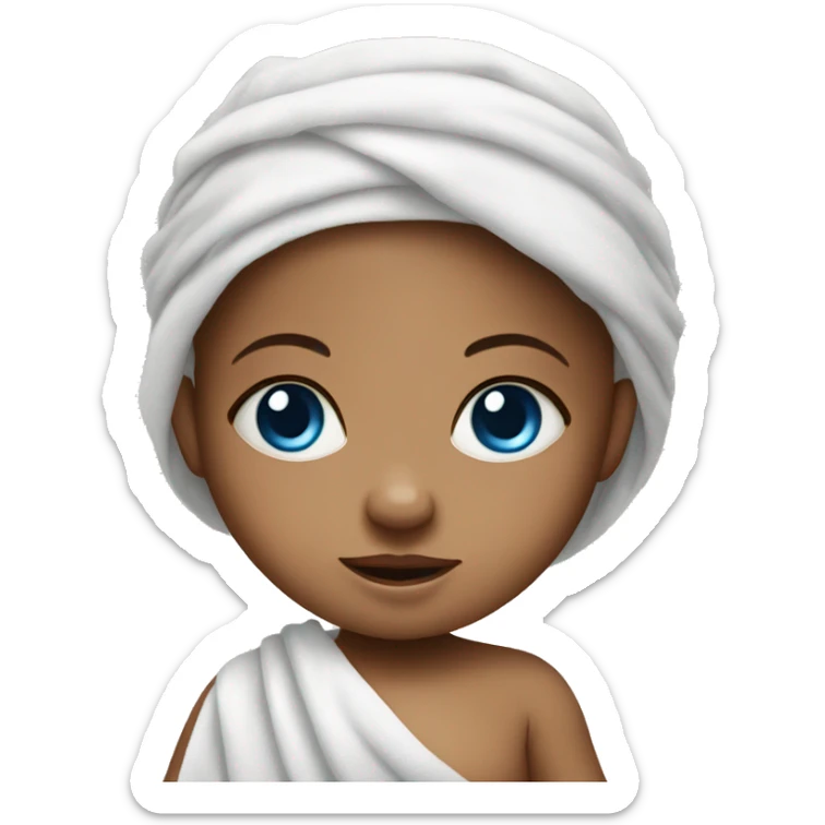 little baby girl with blue eyes in towel sticker