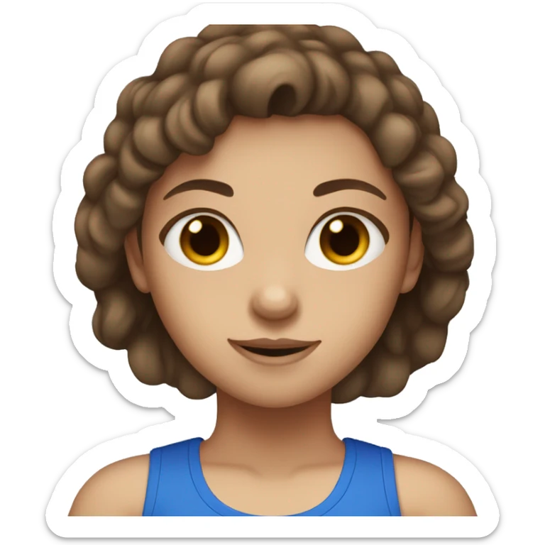 Brown hair blue eyed girl wearing gym clothes sticker