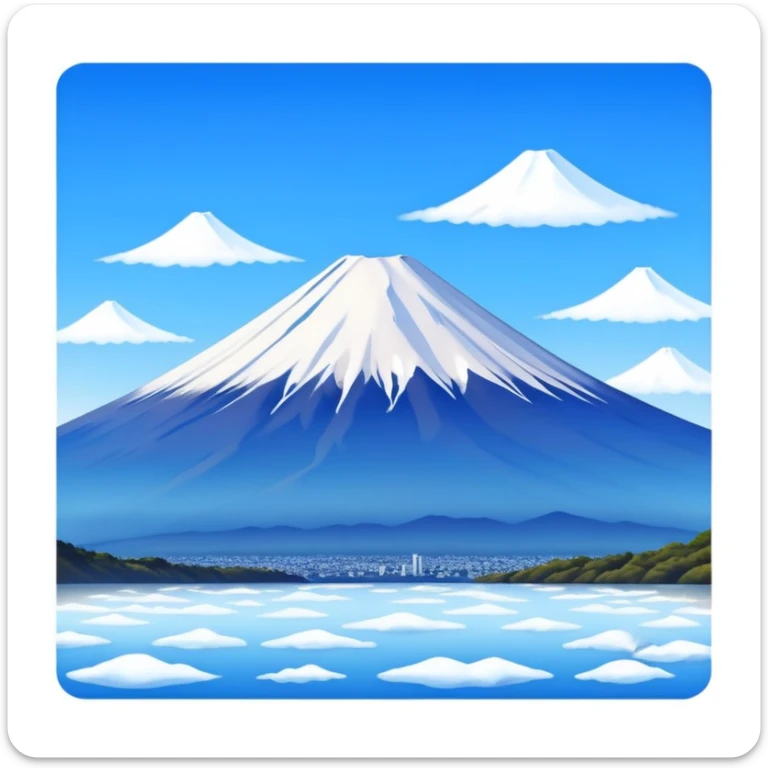 Mount Fuji, the iconic snow-capped mountain of Japan with blue sky sticker