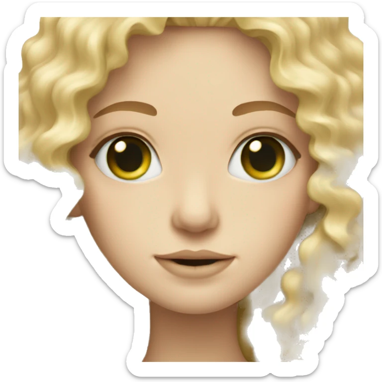 green eyed blonde curly long haired white skin girl sticker