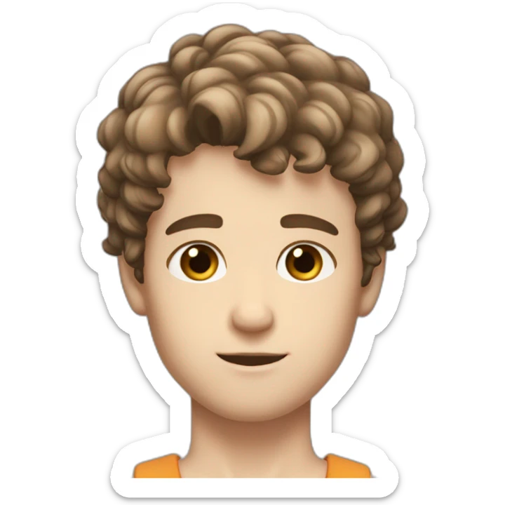 a tall and muscular white boy with short fluffy brown hair and gorgeous dark brown eyes sticker