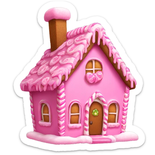 Pink gingerbread house sticker