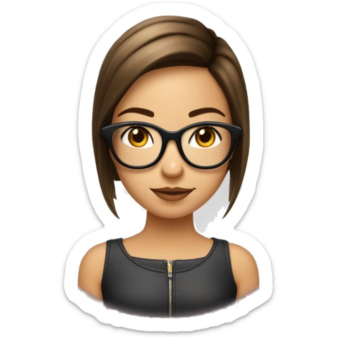 Fille a lunettes cheveux lisse court avec meche sur la droite sticker