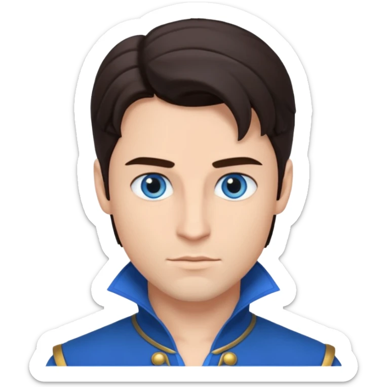 Prince Fiyero from Wicked with blue eyes, dark brown hair, blue outfit sticker