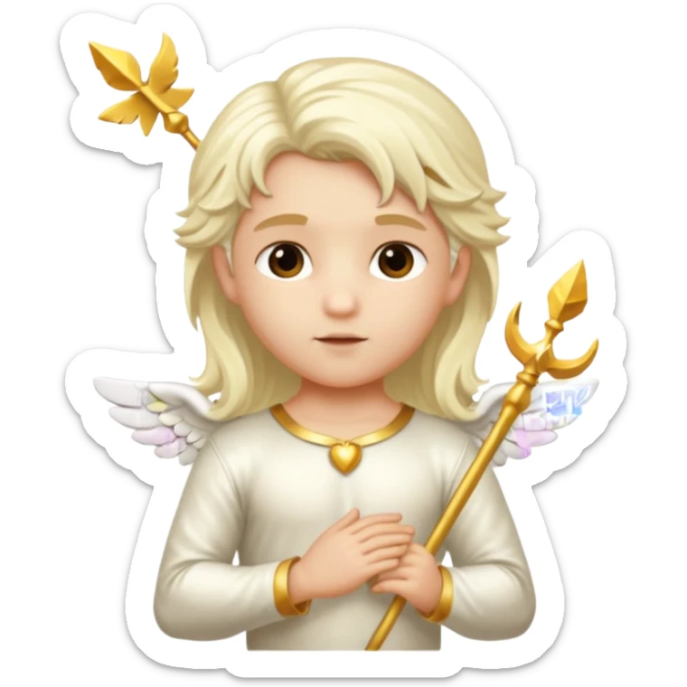 Cupid, Love God from Rome Mythology with long platinum blonde hair, gold and white outfit sticker