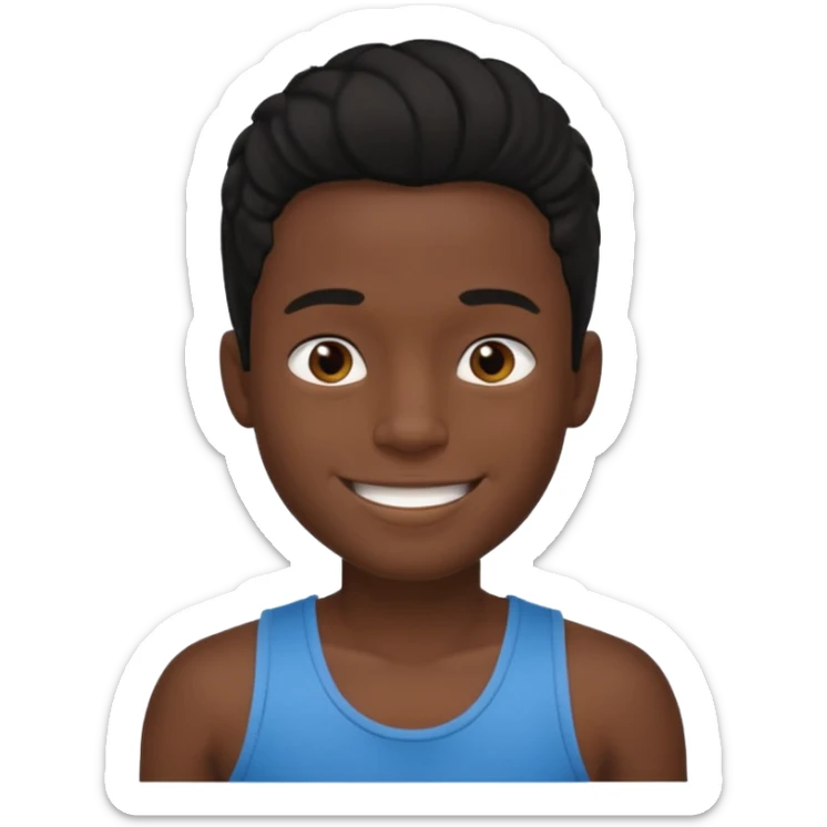 Un garçon qui a des locks noir  il sourit c’est un renoi il a un débardeur sticker