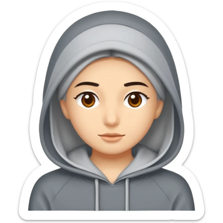 Saçı arkadan bağlı beyaz tenli kirli sakallı 24 yaşlarında üzerinde gri kapüşonlu sweat olan bir erkek çiz sticker