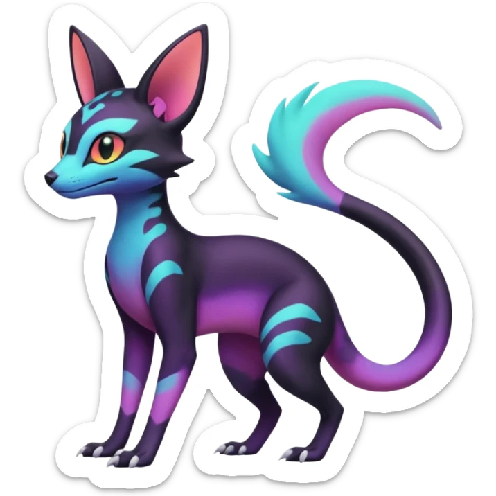 Neon pastel Salandit-Umbreon-Genet-Noivern-Noibat-Serval-Hybrid (Full body) sticker