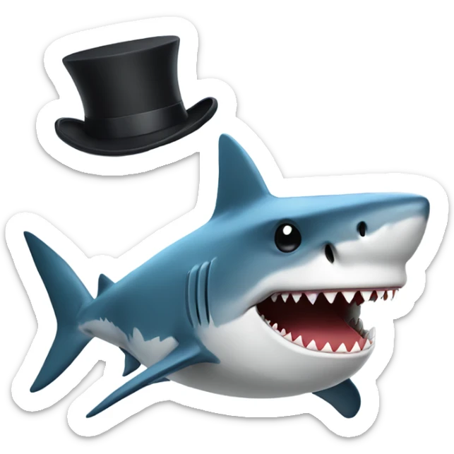 Shark with a top hat sticker