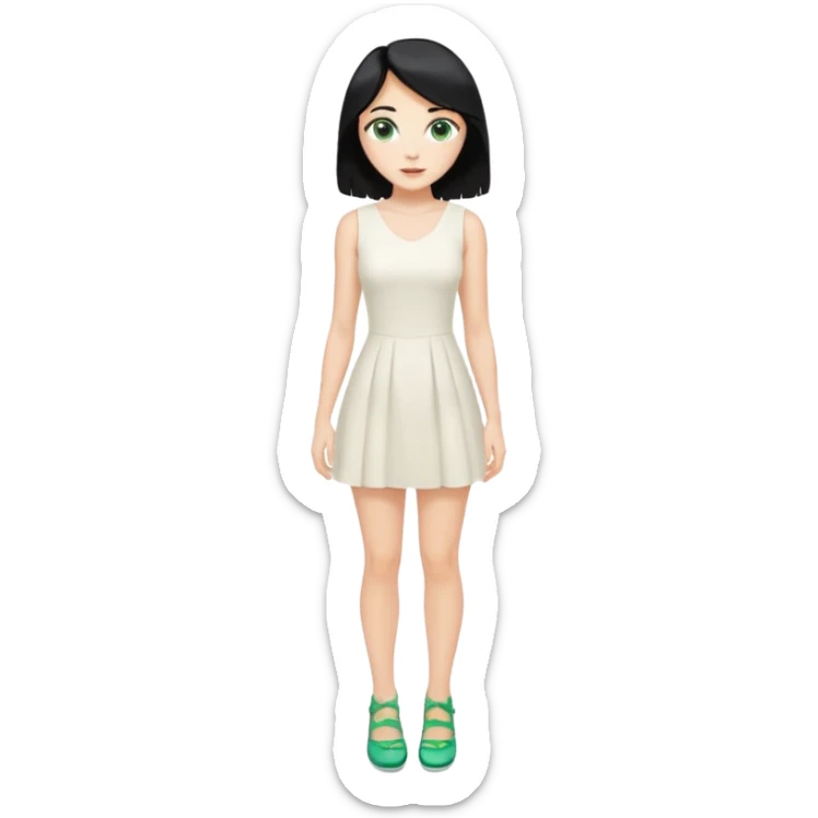 Prince, black hair, body, legst, blue eyes, woman blonde hair, green eyes, sexy white short sleveless dress, shoes sticker