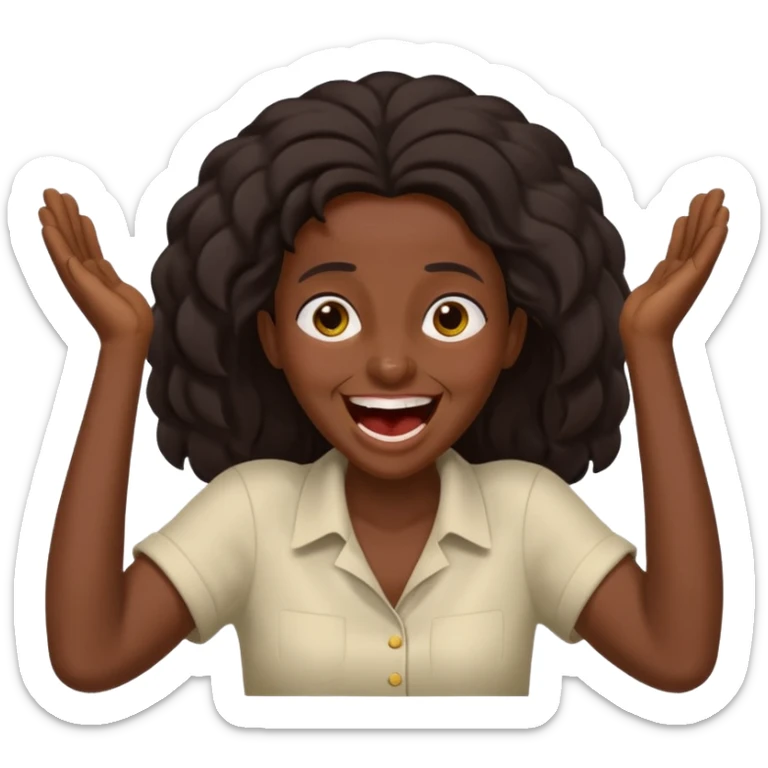 Baiza Ethiopian, dark hair Oldest but immature, no filter, funny Pose: laughing wildly, arms flailing sticker