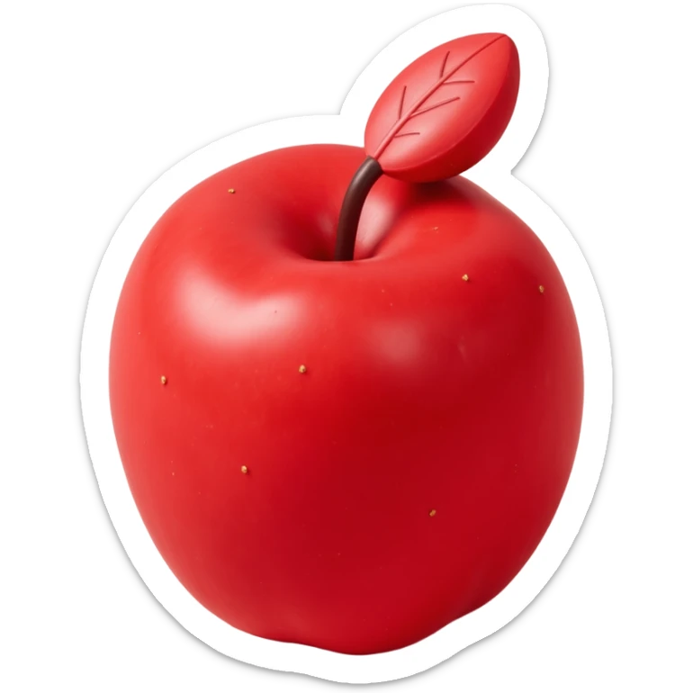 realistic shiny red apple icon with subtle shadows and highlights in skeuomorphism style sticker