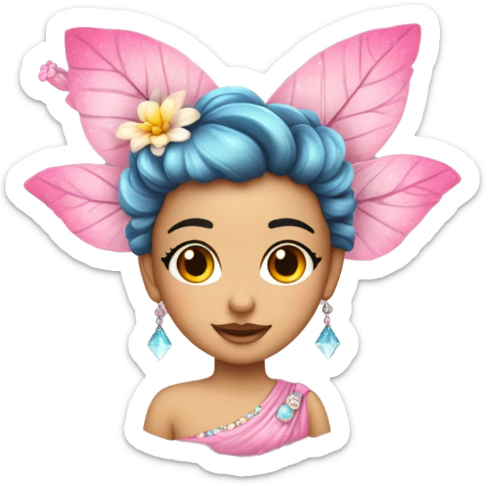 hada madrina vestida de colores rosas con su varita con brillos sticker