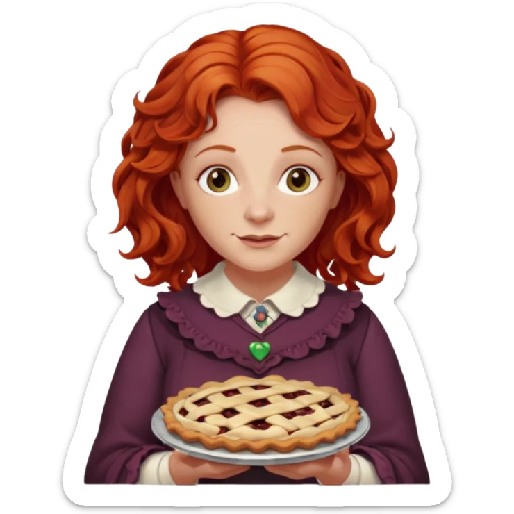 Adult Molly Weasley with wavy hair and pie in her hands sticker