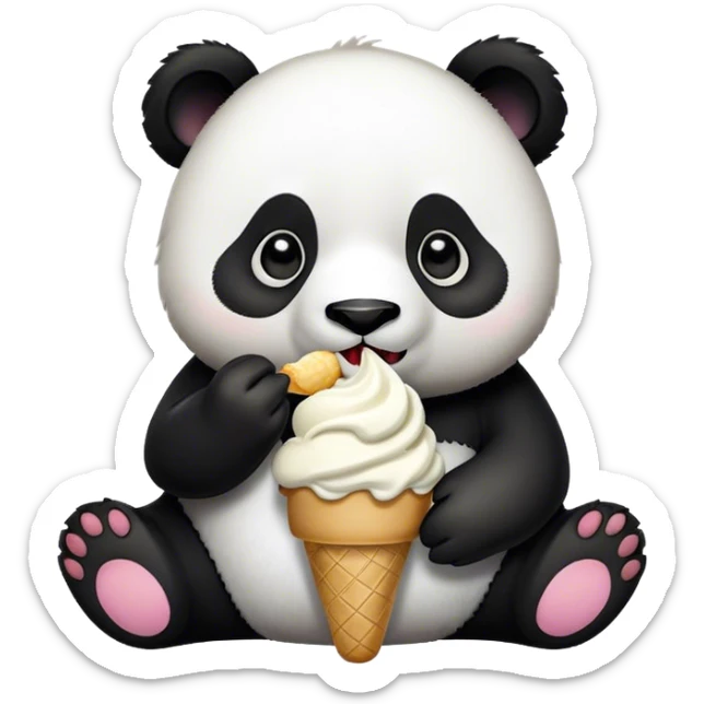 Panda eating ice cream sticker