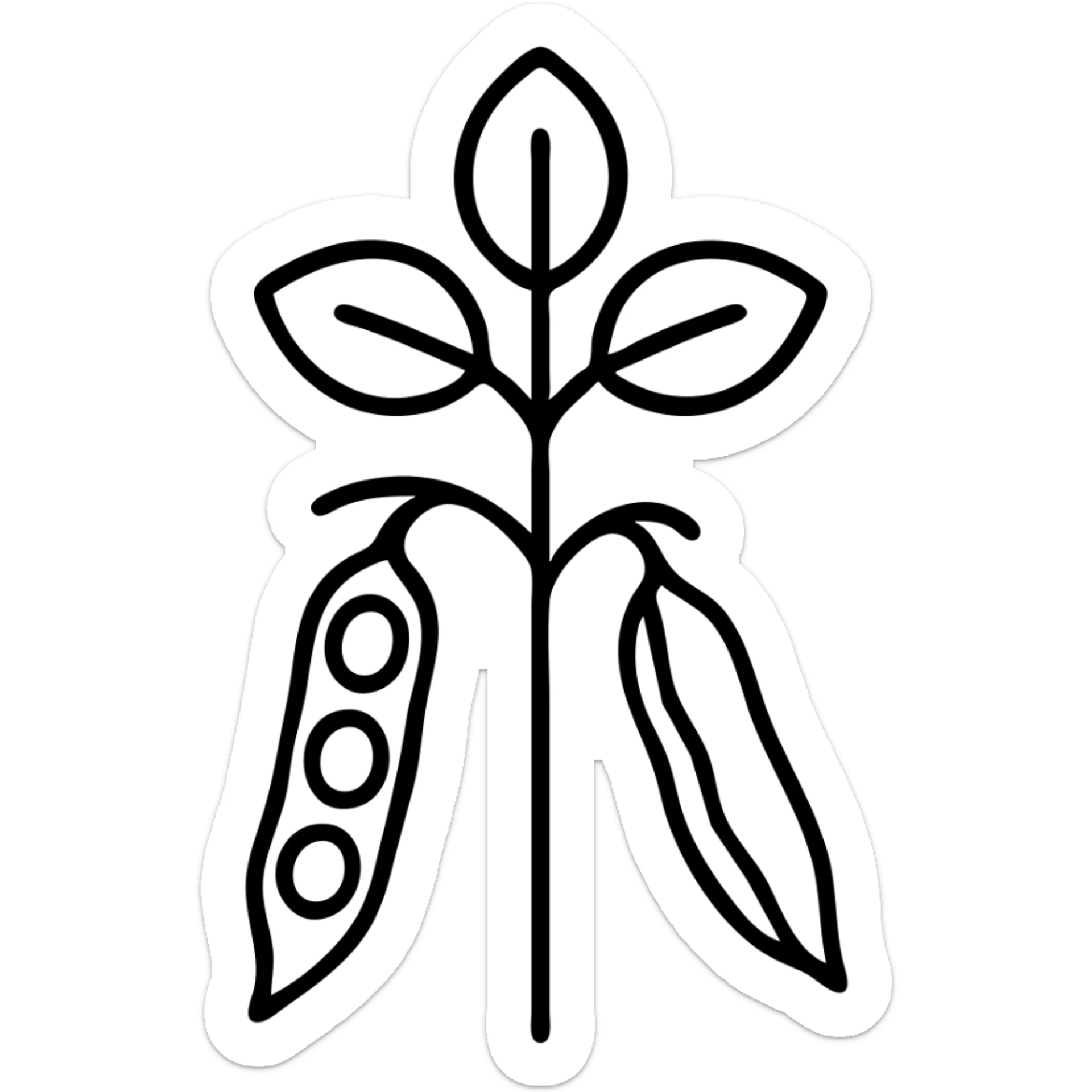 outlined icon of a pigeonpea plant showing leaves and pods sticker
