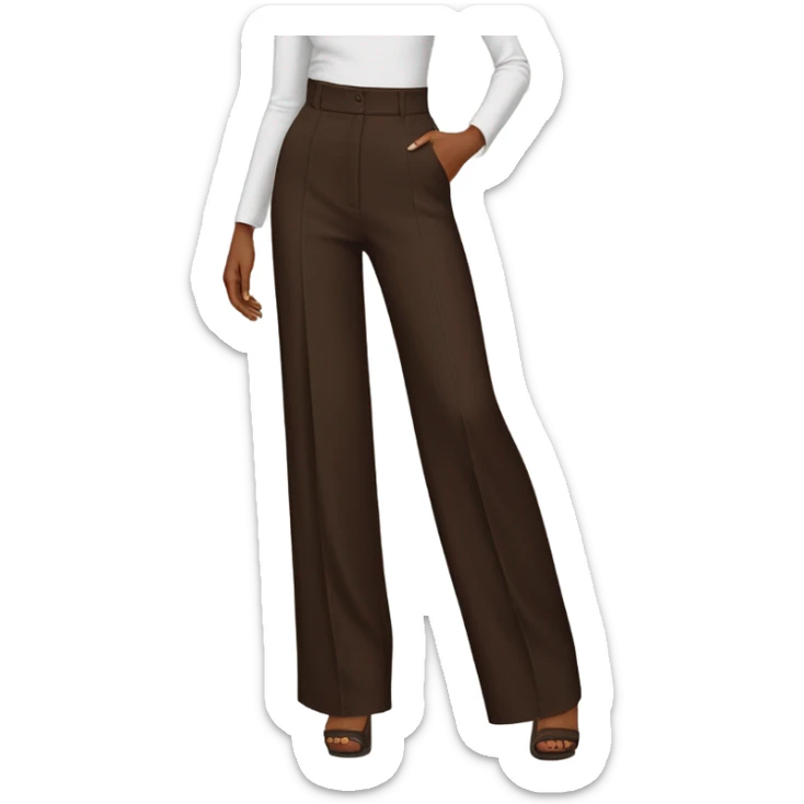 Realistic isolated pair of high waist long wide leg dressy casual pants in Dark Brown  sticker