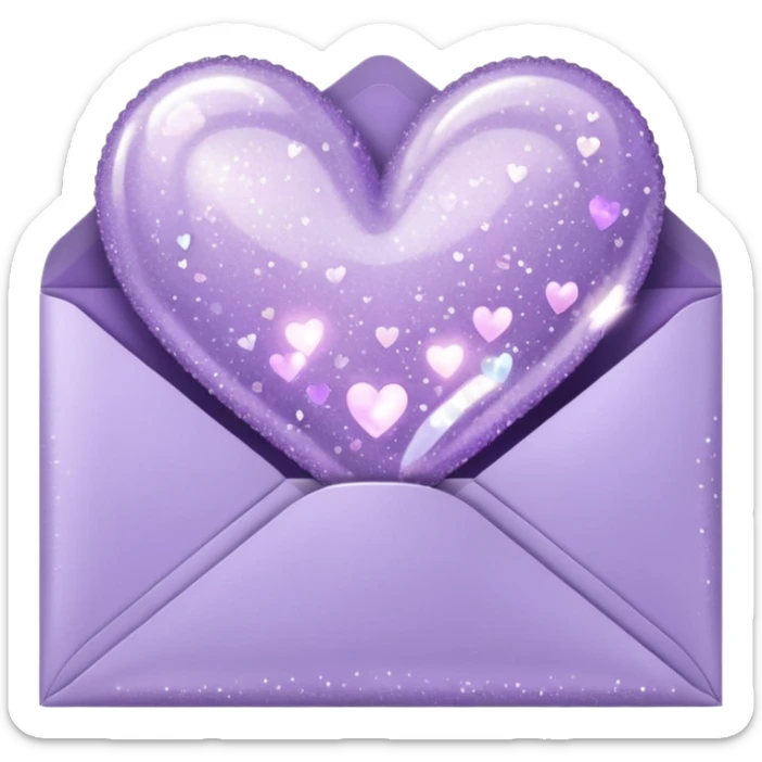 a closed pastel lavender lilac heart shiny sparkly glittery aesthetic romantic vintage envelope  sticker