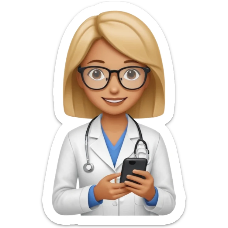 A cute veterinarian girl that watching a movie on her phone sticker