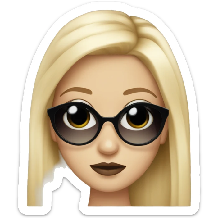 Blonde hair girl cartoon with makeup on face and Prada sunglasses  sticker